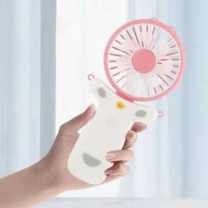 Portable handheld pink mini USB fan with ergonomic white handle for comfortable daily use.