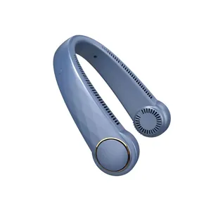 Ventilateur de cou sans pales bleu portable avec chargement USB et multi-évents