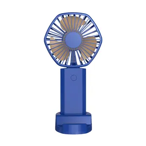 Mini ventilador USB portátil azul con base de soporte de sobremesa para el verano