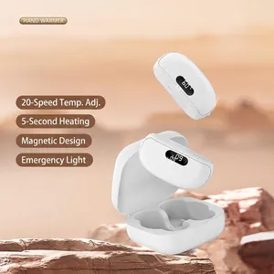 Magnetic Split Electric Hand Warmer With Flashlight Power Bank Function Digital Display USB Rechargeable Pocket Heater