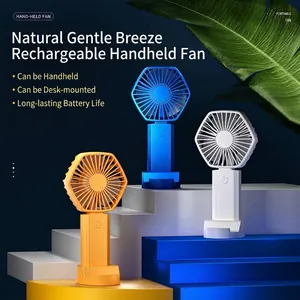 Mini Ventilador Recargable USB Portátil Silencioso de Escritorio Con Soporte para Teléfono para Oficina y Viajes