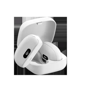 Portable split magnetic hand warmer with 60°C digital display and charging case