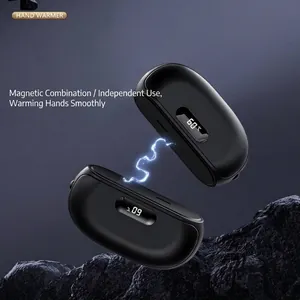 2-in-1 magnetic portable hand warmer with digital LED temperature display