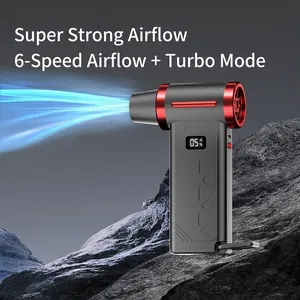 Powerful portable turbo jet fan with 6 adjustable speeds and LED digital display