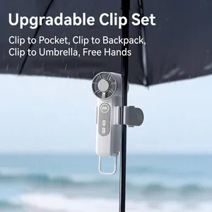 Mini ventilateur USB portable avec affichage numérique 199 vitesses fixé sur parapluie