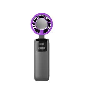 Portable handheld fan with semiconductor ice cooling and digital battery display