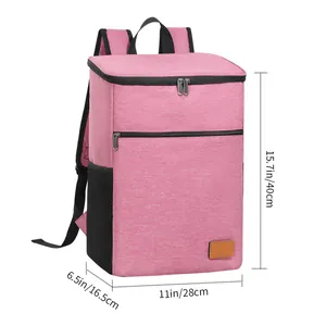 Grote roze geïsoleerde rugzak koeltas voor picknick met de afmetingen markeringen