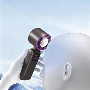 Handheld semiconductor cooling fan with LED display and rapid ice compress feature