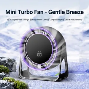 Ventilateur de bureau USB rechargeable avec 100 vitesses et écran d'affichage LED