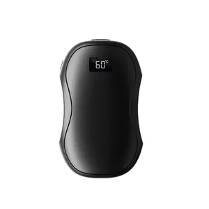 Black magnetic rechargeable hand warmer with digital temperature display 60°C screen