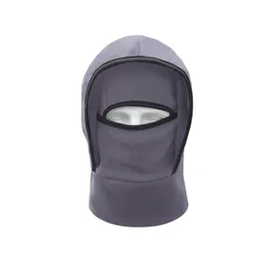 Warm gray fleece balaclava hood for outdoor winter cycling and windproof neck protection.