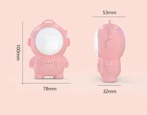 Accurate dimensions for the cute pink astronaut hand warmer with USB rechargeable battery.