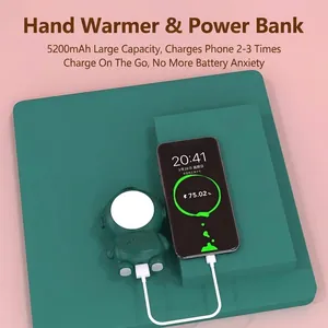Cartoon astronaut hand warmer and 5200mAh power bank for mobile charging