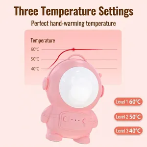Rechargeable cartoon astronaut hand warmer with 3 adjustable temperature settings