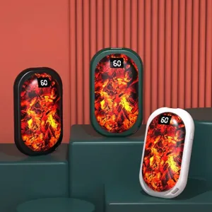 Chauffe-mains électrique rechargeable avec affichage numérique et motif flamme