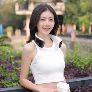 Portable AI voice neck fan, USB rechargeable for outdoor sports and travel
