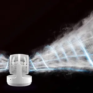 White 8-inch dual-sided desktop air circulation fan featuring 360-degree rotation and strong airflow