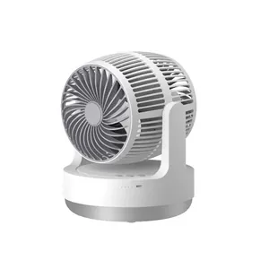 Modern 8-inch dual-sided circulating desk fan with 360-degree rotation in ivory white
