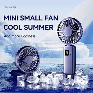 Mini Ventilador de Mano Pantalla Digital Recargable USB 5 Velocidades Ventilador de Cuello Plegable Portátil Personal Silencioso para Viajes
