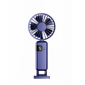 Ventilador de mano USB portátil con pantalla digital en morado
