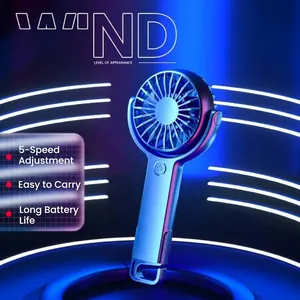 Mini ventilatore USB a 5 velocità con moschettone per uso esterno e viaggi estivi
