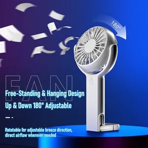 Ventilatore USB portatile pieghevole con testa regolabile a 180 gradi per tavolo o esterni.
