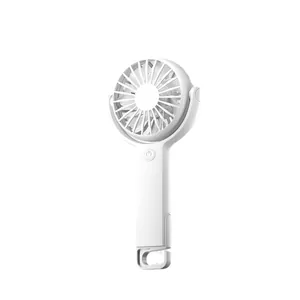 Ventilatore portatile USB bianco con moschettone integrato per uso all'aperto