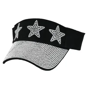 Visiera da donna Y2K con tesa in strass scintillanti e toppe a stella per la protezione