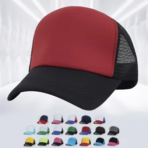 Unisex Mesh Trucker Hat Breathable Adjustable Baseball Cap Solid Contrast Color Hip Hop Streetwear Outdoor Camping Sun Hat