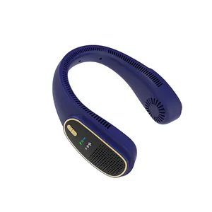 Ventilatore da collo portatile senza pale con purificazione aria a ioni negativi blu notte