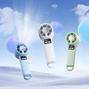 Handheld Portable Semiconductor Cooling Fan With 199 Speed Levels Digital Display USB Charging Carabiner Outdoor Small Fan