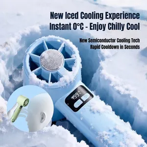 Handheld semiconductor cooling fan with 199 gears digital display and ice compress feature
