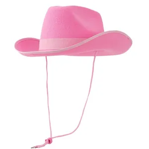 Rosa Western-Cowboyhut für Damen mit verstellbarem Kinnriemen für Hochzeitsfeiern