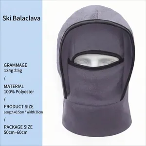 Grey fleece balaclava ski mask for winter windproof cycling and hiking