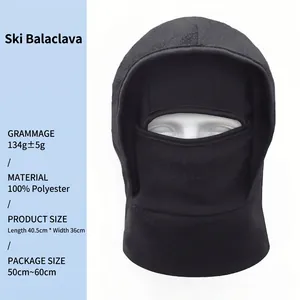 Winter warm black fleece balaclava for cycling and outdoor skiing, windproof neck gaiter.