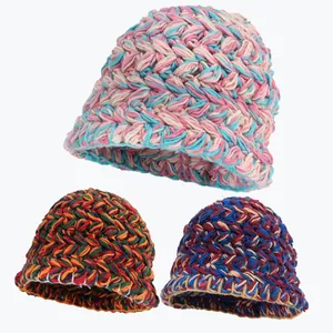 Cappello da Pescatore in Maglia Colorata da Donna Cappello Invernale Caldo Ispessito Stile Sportivo di Strada Cappello a Secchiello in Colori Misti