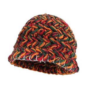 Cappello alla pescatora in maglia spessa colorata da donna, ideale per l'autunno e l'inverno.