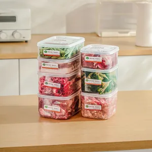 Set van vierkante voedselveilige plastic bewaardozen voor koelkastorganisatie