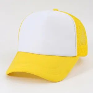 Cappellino trucker in rete bianco e giallo per ricami o stampe personalizzate DIY