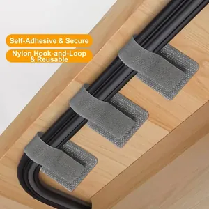 10Pcs Self Adhesive Hook and Loop Cable Ties Nylon Reusable Cable Organizer Cord Management Straps for Office Home Wire Management