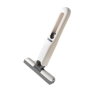 Portable white handheld mini mop with self-squeezing absorbent sponge for desk cleaning
