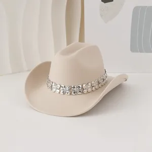 Sombrero de vaquero de fieltro beige con banda floral de trébol para el día de San Patricio