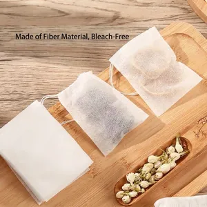 100 sacchetti filtro per tè usa e getta con coulisse in fibra alimentare per tè sfuso di qualità