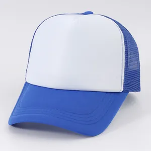 Cappellino trucker blu e bianco regolabile con rete traspirante sul retro per il DIY