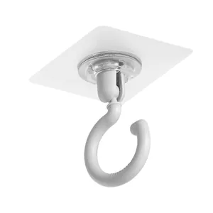 Gancio da soffitto adesivo rotante a 360 gradi bianco per l'organizzazione della cucina.