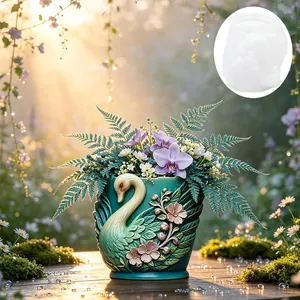 Moule en Silicone pour Pot de Fleurs en Relief de Cygne 3D DIY Floral Animal Pot de Fleurs Outil de Fabrication de Savon de Bougie Décoration de la Maison