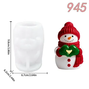 Moule en silicone bonhomme de neige 3D pour bougies de Noël DIY avec geste de cœur
