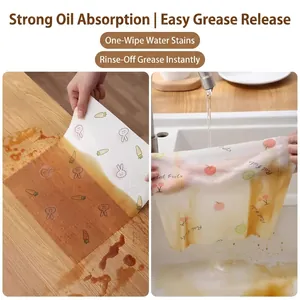 Disposable kitchen cleaning cloth with cute fruit patterns for super oil absorption