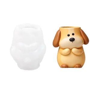 Stampo in silicone a forma di cucciolo per vasi fiori porta penne e candele fai-da-te