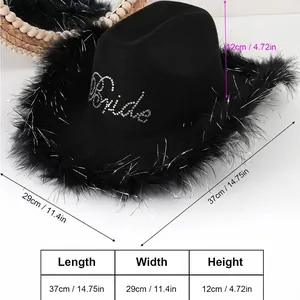 Cappello da cowboy nero Bride con strass e piume, guida alle taglie dettagliata